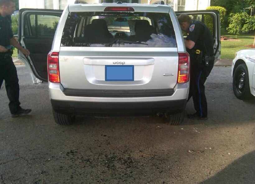 Police investigate a break-in of a Jeep belonging to the wife of Jim Raabe, AEDC Chiefe of Safety. (Photo provided)