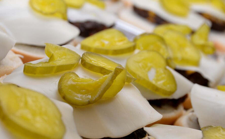 Hamburgers sit on counter at Bossier Parish Community College in Bossier City, La., Oct. 6, 2015. The Airmen had the opportunity to collaborate with the culinary students before competing in the Global Strike Challenge Chef Competition, allowing them to learn new tips and tricks and pass along their own. (U.S. Air Force photo/Senior Airman Amanda Morris)