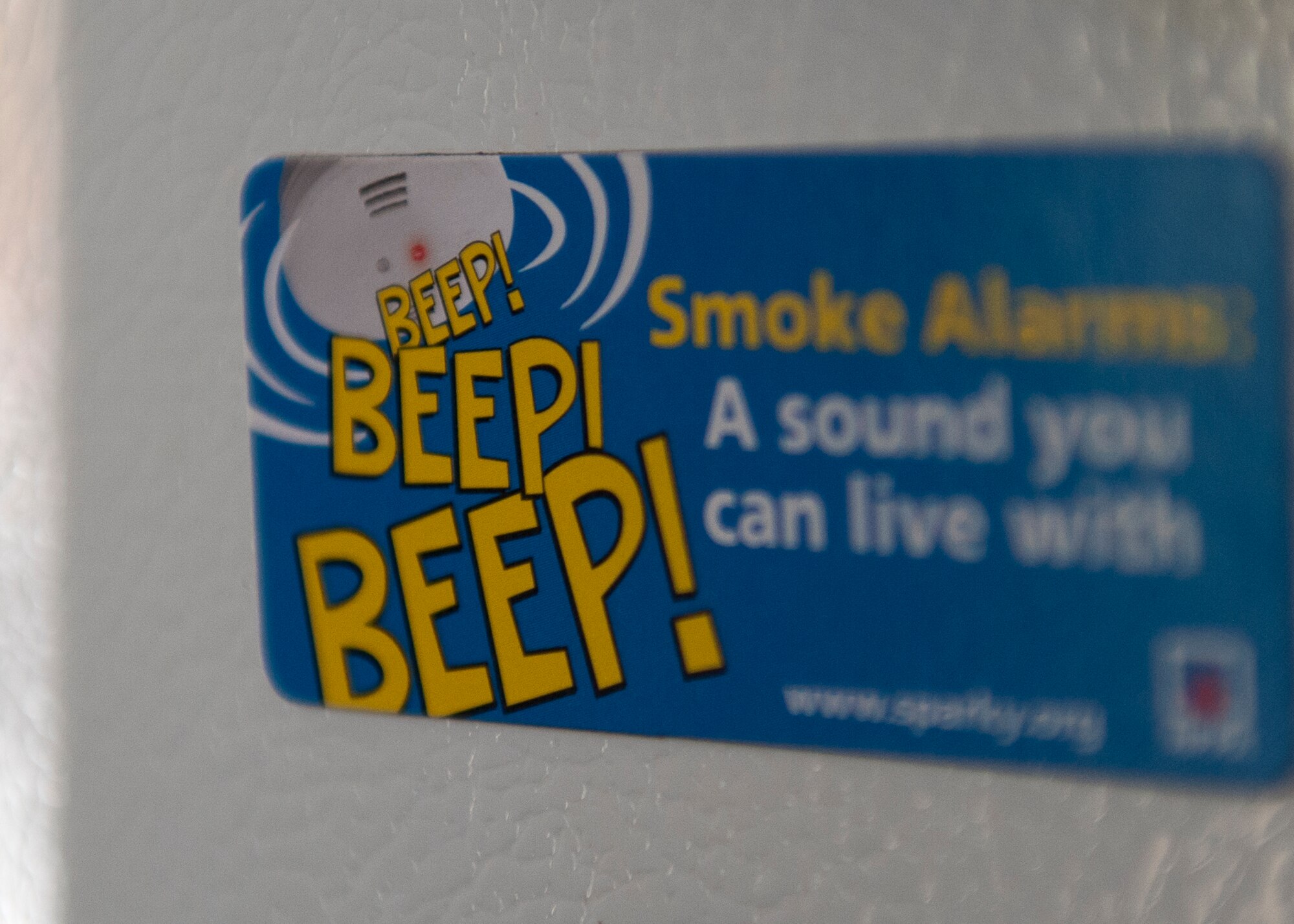 National Fire Prevention Week theme is “Hear the BEEP where you SLEEP” Oct. 4-10. According to the National Fire Protection Association half of home fires occur when people are sleeping. The NFPA also recommends that every bedroom have a working smoke alarm. Eglin Fire Department personnel handed out bags with fire safety information to base children during Eglin’s Fire Prevention Week educational activities. (U.S. Air Force photo/Ilka Cole) 