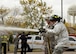 Second Lt. Christopher Elworth, 319th Comptroller Squadron quality assurance manager, aims a fire hose during the Fire Prevention Week firefighter?s challenge Oct. 8, 2015, on Grand forks Air Force Base, North Dakota. Elworth was a member of the Wing Staff Agencies team that won the challenge. (U.S. Air Force photo by Airman 1st Class Ryan Sparks/Released)