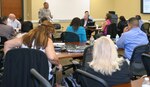 Brig. Gen. Jeffrey Gabbert speaks with Mission and Installation Contracting Command small business specialists from throughout the country during a June roundtable workshop at Fort Sam Houston. Gabbert is the MICC commanding general.