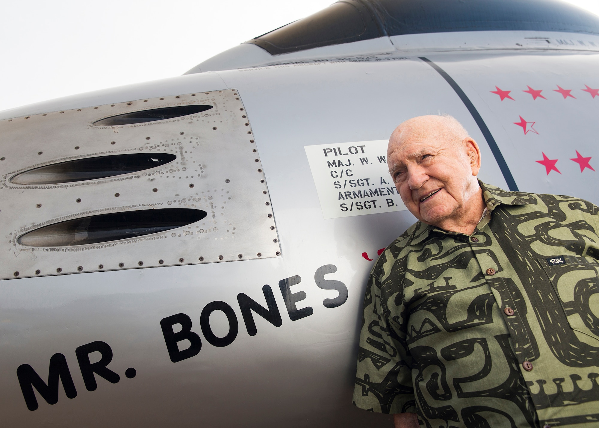 Winton “Bones” Marshall, former Pacific Air Forces vice commander here from 1974 to 1975 at Hickam Air Force Base, poses in front of his F-86 Sabre aircraft static display. Bones recently passed away at Tripler Army Medical Center. (Courtesy photo/Marco Garcia)