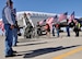 The Patriot Guards volunteer group and Beale Airmen greet returning aircrew after their recent 6-month deployment to Afghanistan in support of Operation Enduring Freedom utilizing the MC-12W Liberty aircraft Oct. 13, 2015, at Beale Air Force Base, California. The returning group of Airmen represent the 427th and 306th Reconnaissance Squadrons and completed the final MC-12 deployment from Beale. (U.S. Air Force photo by Staff Sgt. Jeffrey M. Schultze)