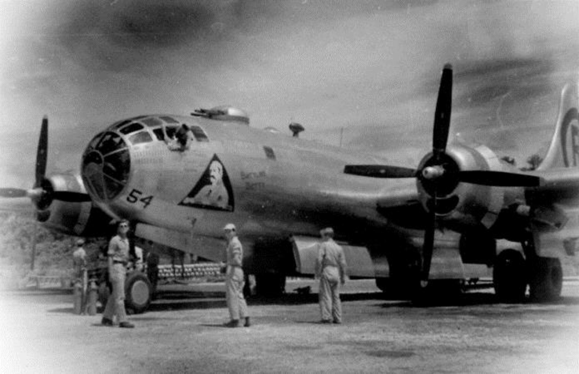Flight Engineer Morgan flew some of his 19 combat missions with Crew # 40r2 aboard Victor 54, also known as “Battling Betty,” a B-29-65-BW Superfortress, serial number 44-69847 assigned to the 40th Bomb Squadron.  (Courtesy Mr. Mark Furman, via 6th Bomb Group Association)