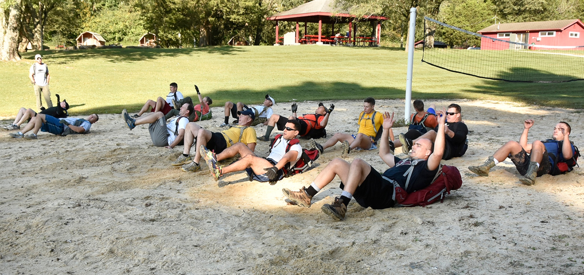 AEDC military personnel participated in the Air Force Team Cohesion Challenge program designed to teach leadership, promote unit cohesion and inspire teams to perform their best. Throughout the event participants wore a backpack filled with 30 to 40 pounds of equipment while completing military-inspired challenges and missions, such as basic training calisthenics, swimming, lifting and marching. (Photos by Jacqueline Cowan)