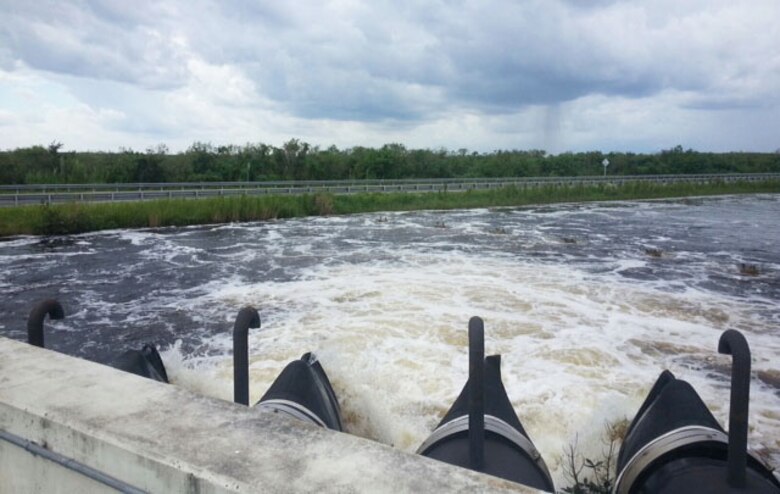 Increment 1 of the G-3273 and S-356 Pump Station Field Test will evaluate the raising or removing of the maximum stage constraint (currently 6.8 feet) at the downstream G-3273 gage in Everglades National Park, operating the S-356 pump station (shown here) for control of seepage into the L-31N Canal, and maintaining the maximum operating limit for the L-29 Canal water level at 7.5 feet. These operations will produce a small but important increase in the net flow of water into Northeast Shark River Slough in Everglades National Park. 