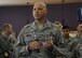 Chief Master Sgt. Rob Herman, 434th Air Refueling Wing command chief, discusses the importance of Grissom's aerial refueling mission during an enlisted call at Grissom Air Reserve Base, Ind., Oct. 4, 2015. Herman emphasized enlisted force development and the central role of developmental education. (U.S. Air Force photo/Senior Airman Katrina Heikkinen)