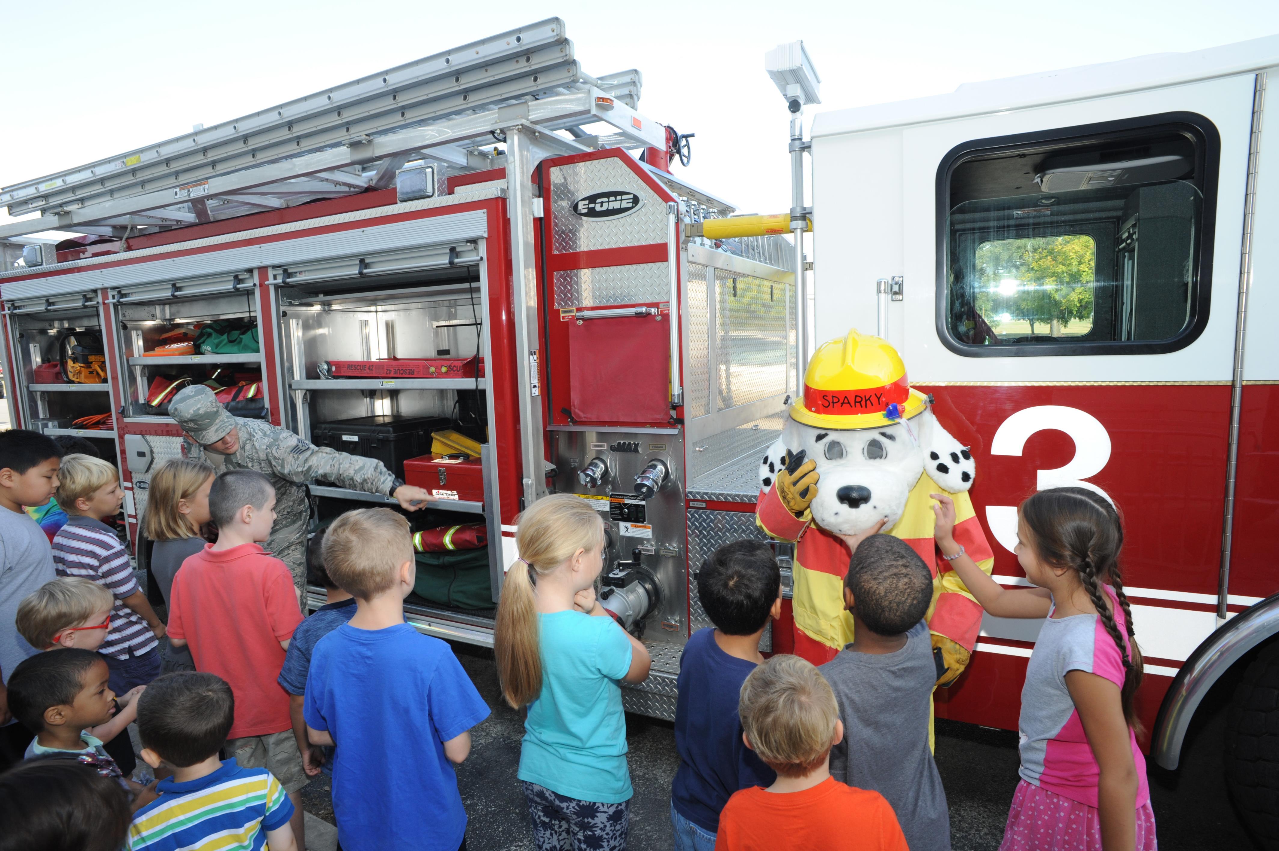 JBSA firefighters visit children during Fire Prevention Week