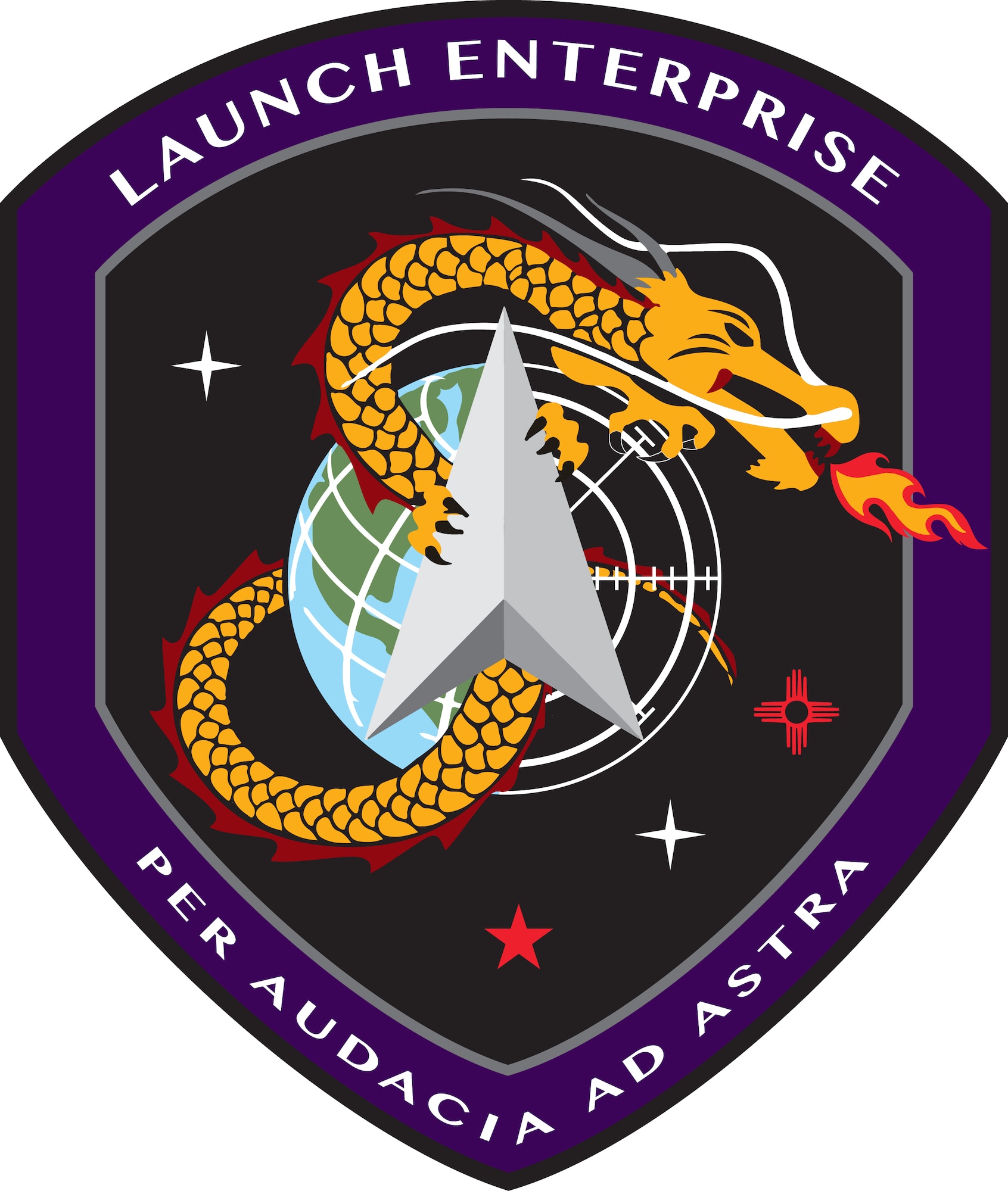 Space and Missile Systems Center's Launch Systems Enterprise (SMC/LE) shield. In accordance with AFI 84-105, chapter 3, commercial reproduction of this emblem is NOT permitted without the permission of the organization's commander.