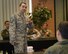 Master Sgt. Torry Brittain, a Vance Equal Opportunity counselor, briefs flight commander course students at Vance Air Force Base, Oklahoma, Oct. 1. (U.S. Air Force photo / David Poe)