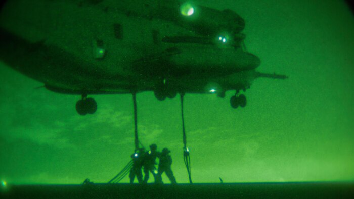 Marines with Combat Logistics Battalion 13 attach a 6,200 pound steel girder to a CH-53E Super Stallion helicopter from Marine Medium Tiltrotor Squadron 166, 3rd Marine Aircraft Wing, during external lift training aboard Marine Corps Air Station Miramar, Calif., Oct. 14. The squadron conducted the training to maintain proficiency in transporting external cargo. 