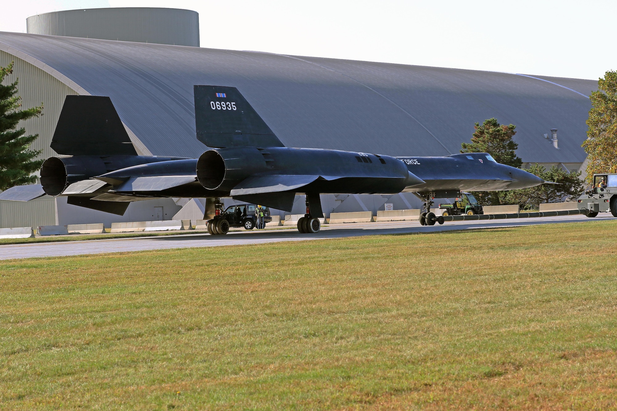 Restoration staff move the Lockheed YF-12A into the new fourth building at the National Museum of the U.S. Air Force on Oct. 13, 2015. (U.S. Air Force photo by Don Popp) 
