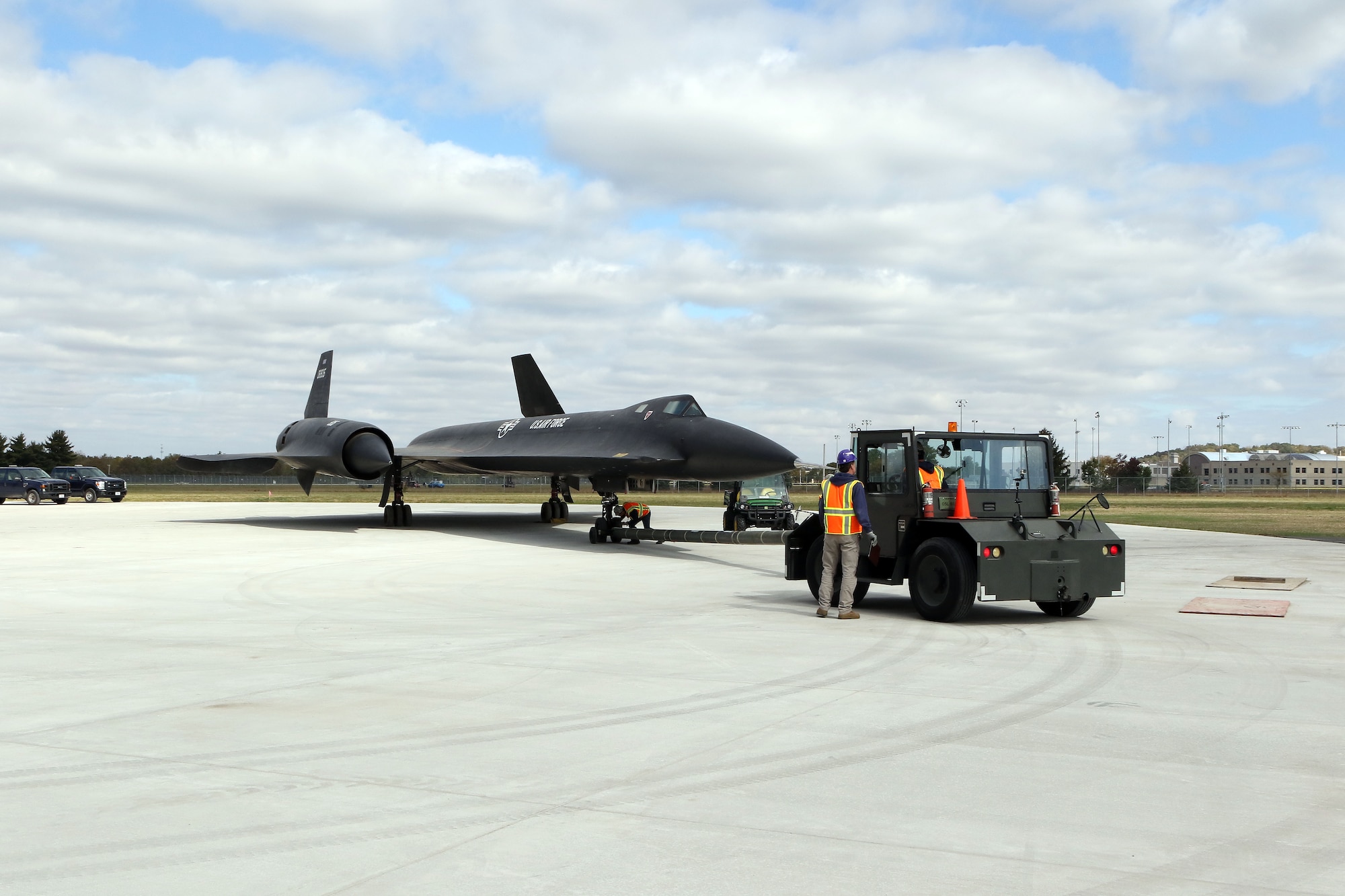 Restoration staff move the Lockheed YF-12A into the new fourth building at the National Museum of the U.S. Air Force on Oct. 13, 2015. (U.S. Air Force photo by Don Popp) 