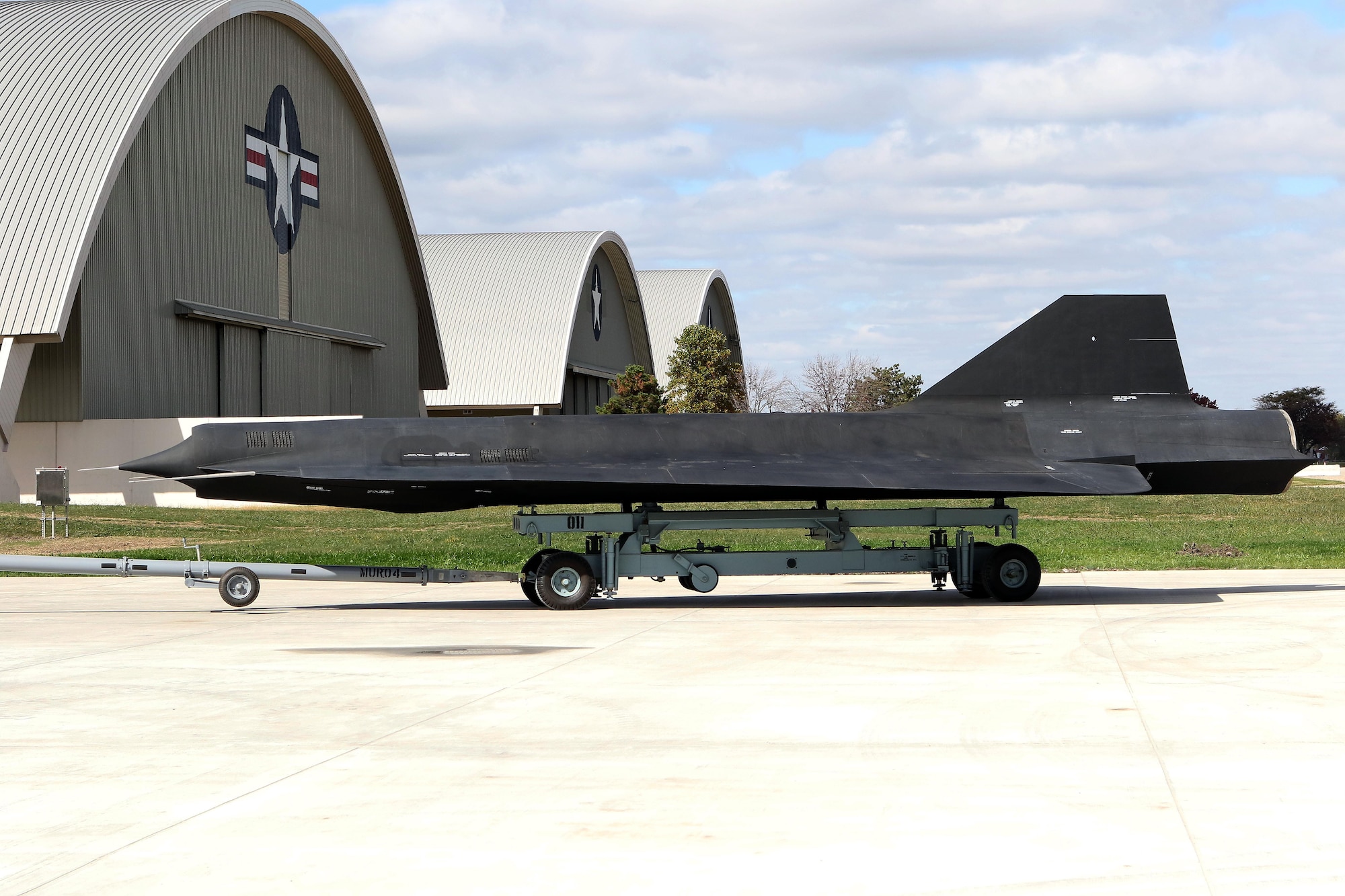 Restoration staff move the Lockheed D-21B into the new fourth building at the National Museum of the U.S. Air Force on Oct. 13, 2015. (U.S. Air Force photo by Don Popp) 