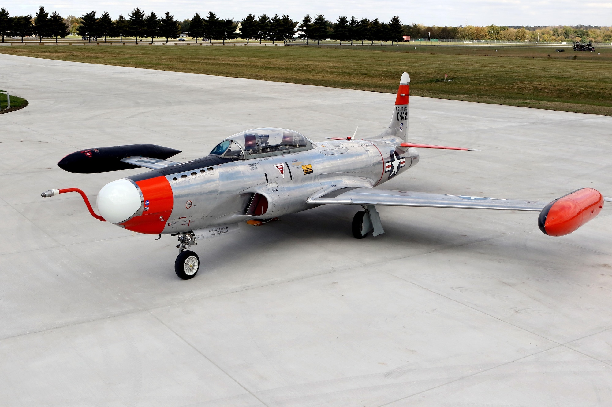 Restoration staff move the Lockheed NT-33A into the new fourth building at the National Museum of the U.S. Air Force on Oct. 13, 2015. (U.S. Air Force photo by Don Popp) 