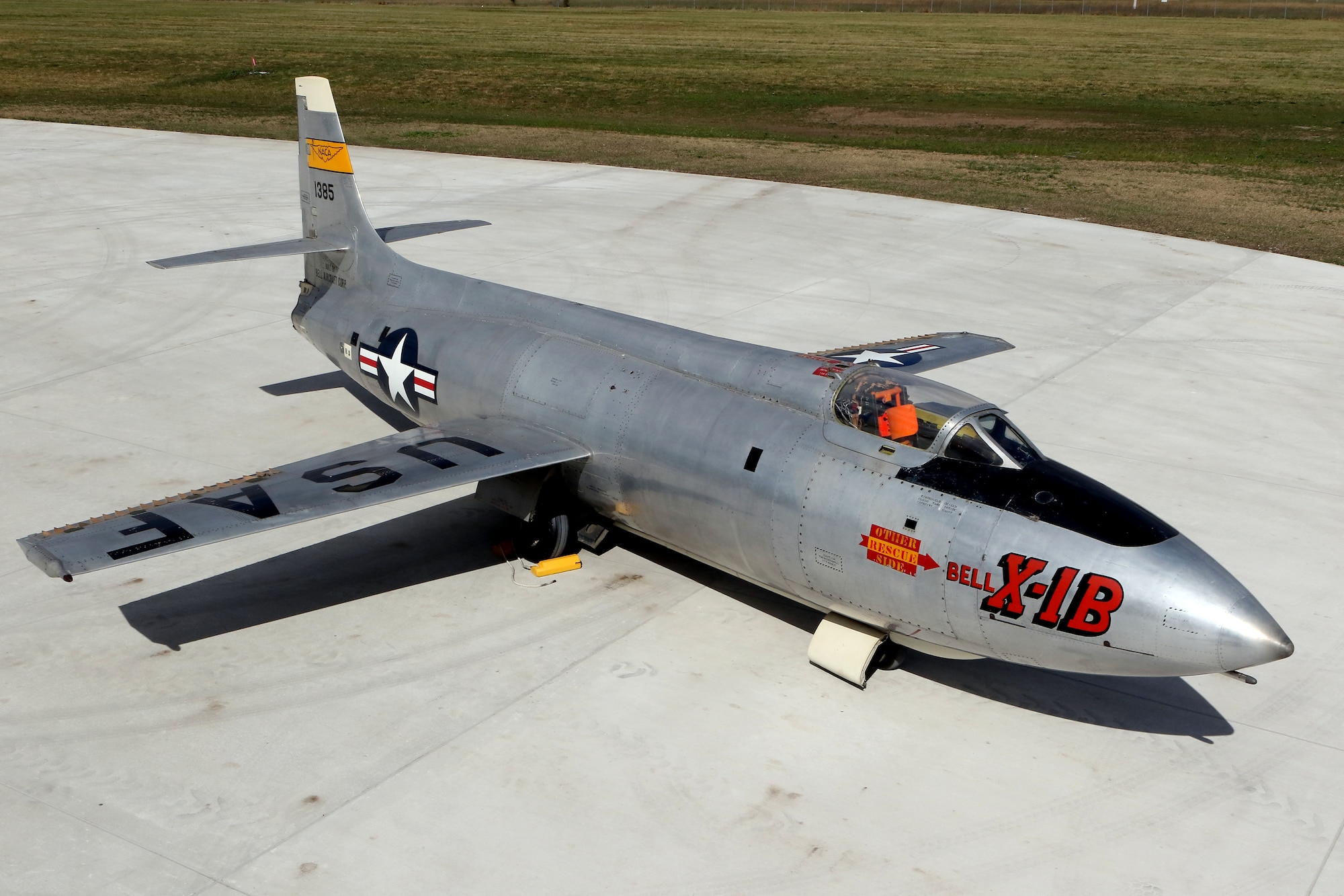 Restoration staff move the Bell X-1B into the new fourth building at the National Museum of the U.S. Air Force on Oct. 13, 2015. (U.S. Air Force photo by Don Popp) 