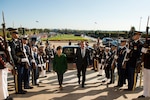 Secretary of Defense Ash Carter welcomes Republic of Korea President Park Geun-hye with a honor cordon and parade at the Pentagon River entrance parade field Oct. 15, 2015. 