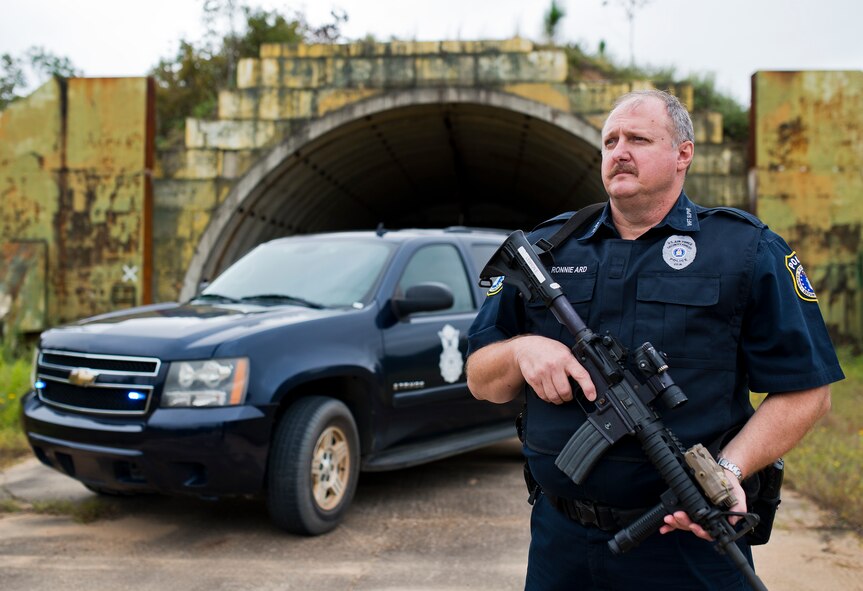 Ronnie Ard, is a shift supervisor for Eglin Air Force Base’s range police unit.  He is a 14-year member of the team with expertise in vehicle accident investigations.  Range police members are responsible for the safety and security of Eglin range’s mission, people and environment.  (U.S. Air Force photo/Samuel King Jr.)