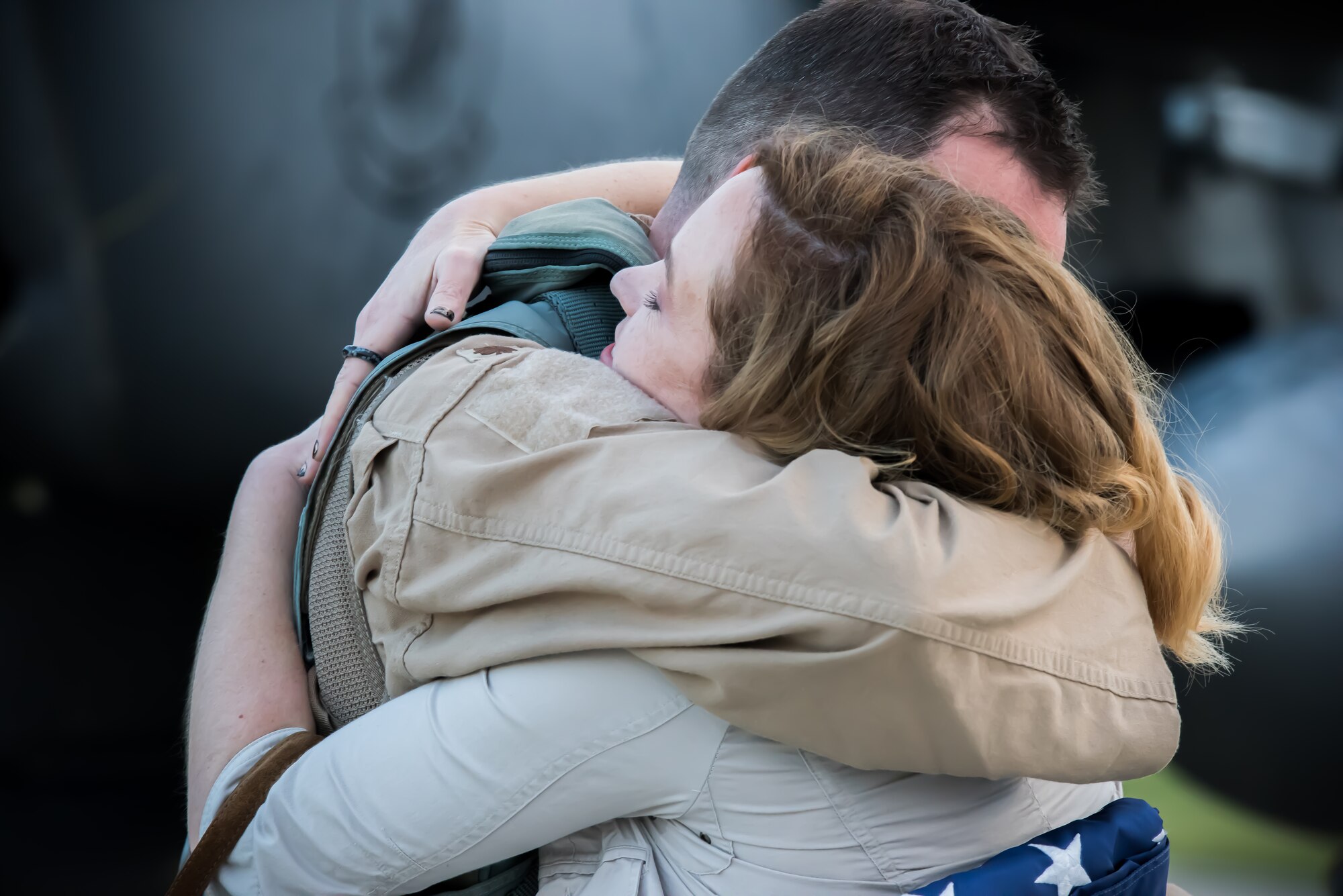 Families welcome home the pilots and weapon systems officers of the 494th Fighter Squadron at Royal Air Force Lakenheath, England, Oct. 9, 2015. While deployed, the Panthers flew 1,651 sorties and dropped more than 1,700 bombs in support of U.S. Central Command operations. (U.S. Air Force photo by Senior Airman Trevor T. McBride/Released)
