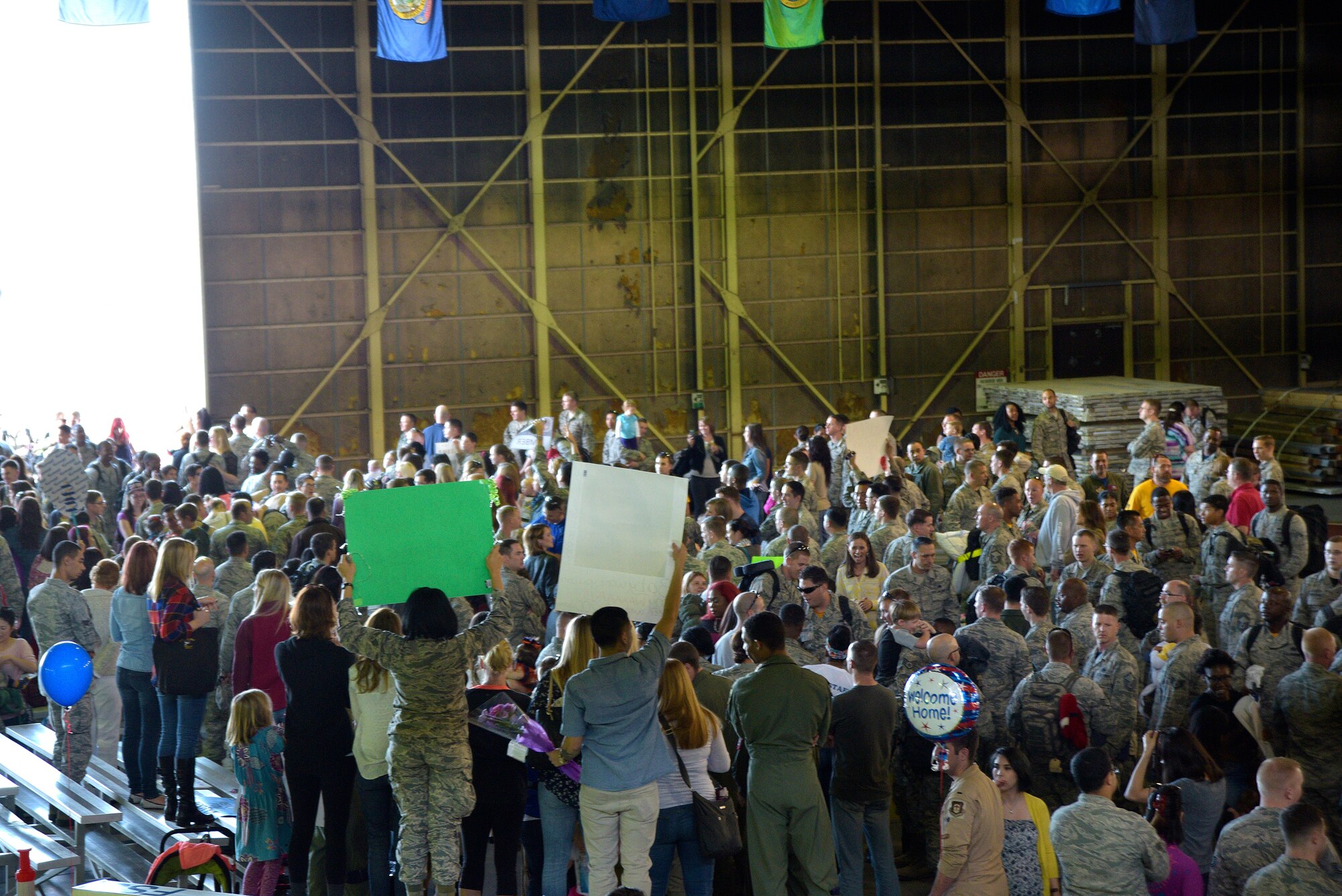 U.S. Air Force Airmen from the 35th Fighter Wing return to Misawa Air Base, Japan, Oct. 16, 2015. More than 200 Airmen deployed in support of worldwide operations. (U.S. Air Force photo by Senior Airman Jose Hernandez-Domitilo/Released)