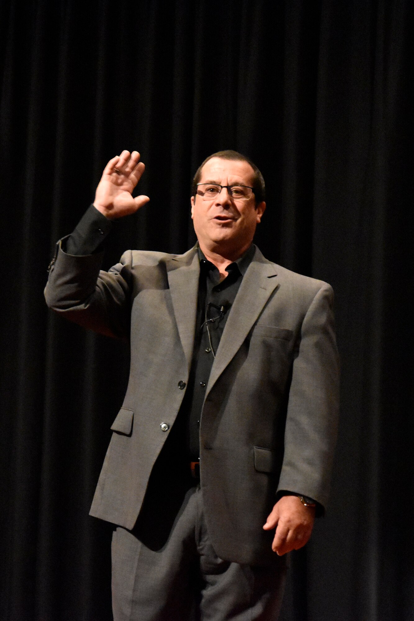 Retired Chief Master Sgt. Roy Wolowicz speaks about resiliency during his segment of TEDxJBMDL here Oct. 8, 2015. During the TED Talk themed Thinking Out Loud, Wolowicz shared with the audience his personal experiences of adversity and how he overcame such obstacles. (U.S. Navy photo by Sherry Jacob)