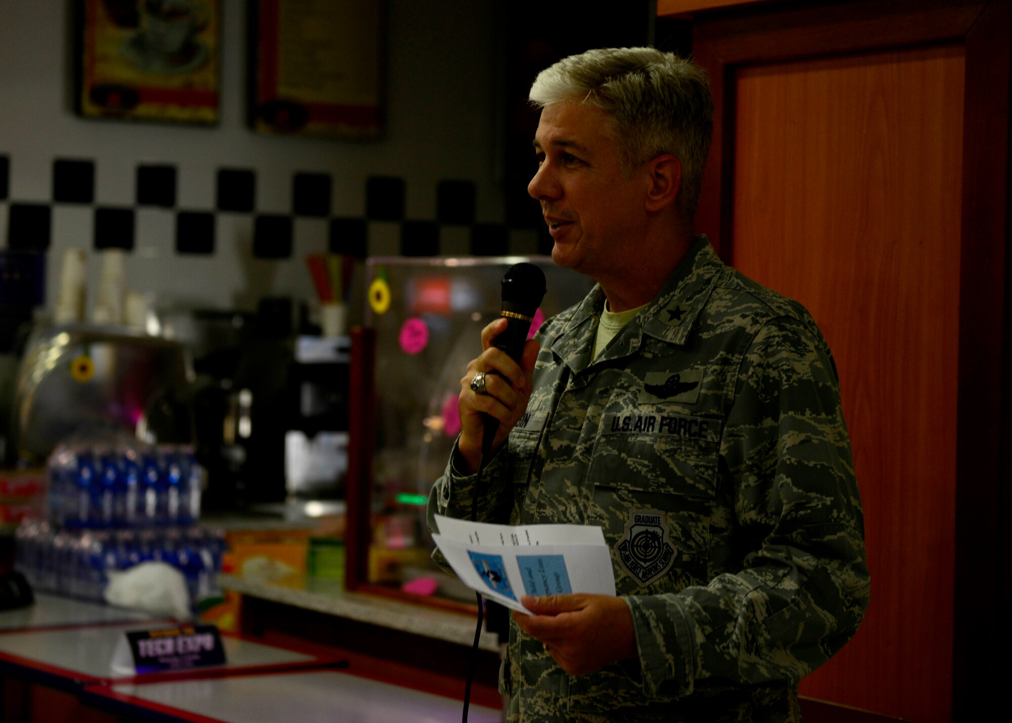 U.S. Air Force Brig. Gen. Barre Seguin, 31st Fighter Wing commander, speaks during the Airborne Angels: Child and Pregnancy Loss group’s Wave of Light Memorial Walk, Oct. 15, 2015 at Aviano Air Base, Italy. The event was hosted in honor of Pregnancy and Infant Loss Remembrance Day.  (U.S. Air Force photo by Senior Airman Areca T. Bell/Released)
