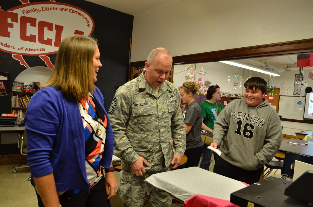 The Command Chief Master Sergeant of the Air National Guard visits the 139th Airlift Wing to live a day in the life in an airman’s shoes to uphold his end of the chief’s challenge in St. Joseph, Mo., on Oct. 14-15, 2015.  Chief Master Sgt. James W. Hotaling was challenged to job shadow and learn an airman’s civilian and military job. (U.S. Air National guard photo by Tech. Sgt. Erin Hickock)