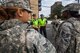 Senior Airman Kristine Rodriguez, left, Airman 1st Class Engel Placencia-Valdez, second from right, and Staff Sgt. Shaquan Williams, all with 108th Wing, New Jersey Air National Guard, coordinate with the Camden County Police Sept. 27, 2015. The joint New Jersey National Guard task force comprised of Soldiers with the 1st Squadron, 102nd Cavalry, and 108th Wing Airmen are assisting New Jersey civil authorities and the Delaware Port Authority with security during Pope Francis’s visit to Philadelphia Sept. 26-27. (U.S. Air National Guard photo by Master Sgt. Mark C. Olsen/Released)