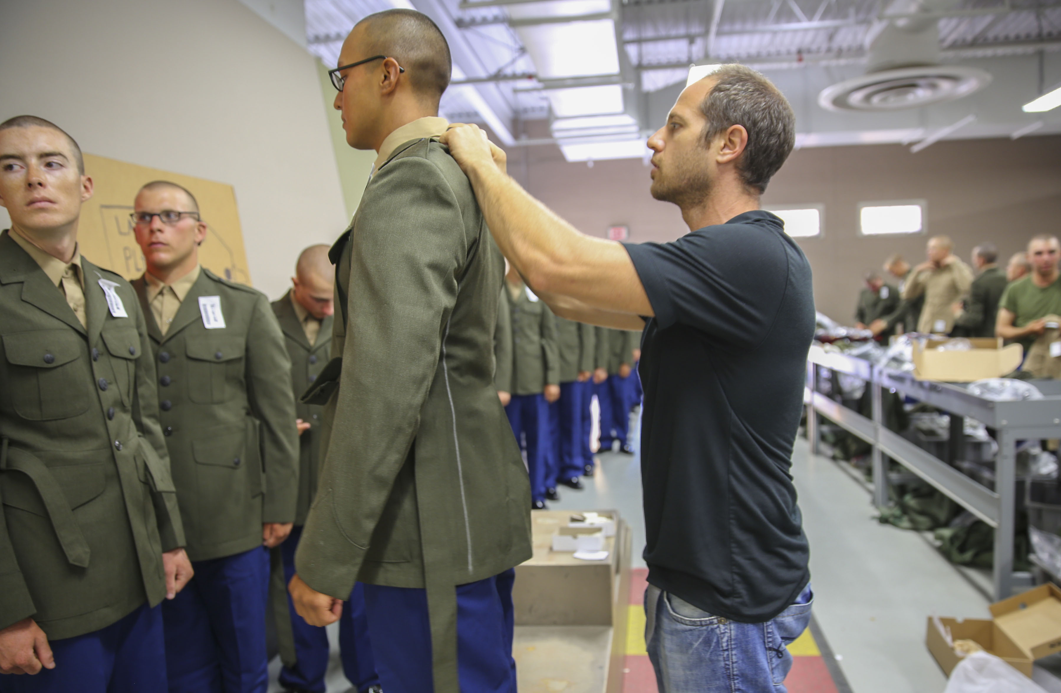 marine corps uniform uniforms delta recruits wq808 fitting company recruit depot angelica lance cpl their battalion mcrd