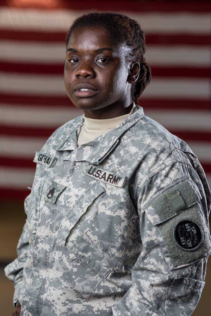 Staff Sgt. Verlillian Githara, 104th Area Support Medical Company food service specialist, serves with the Baltimore City Police Department as a detective. 