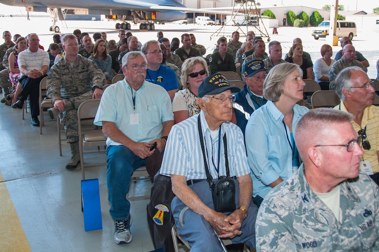 On Oct. 17, 2015, at Dyess Air Force Base, Texas, an audience of military members dating back to World War II gathers to witness the reactivation of the 489th Bomb Group. The 489th was reactivated 70 years to the day of its inactivation. The WW II members of the 489th showed their support for their legacy unit by rallying at the reactivation.  (U.S. Air Force photo by Master Sgt. Laura Siebert/Released)