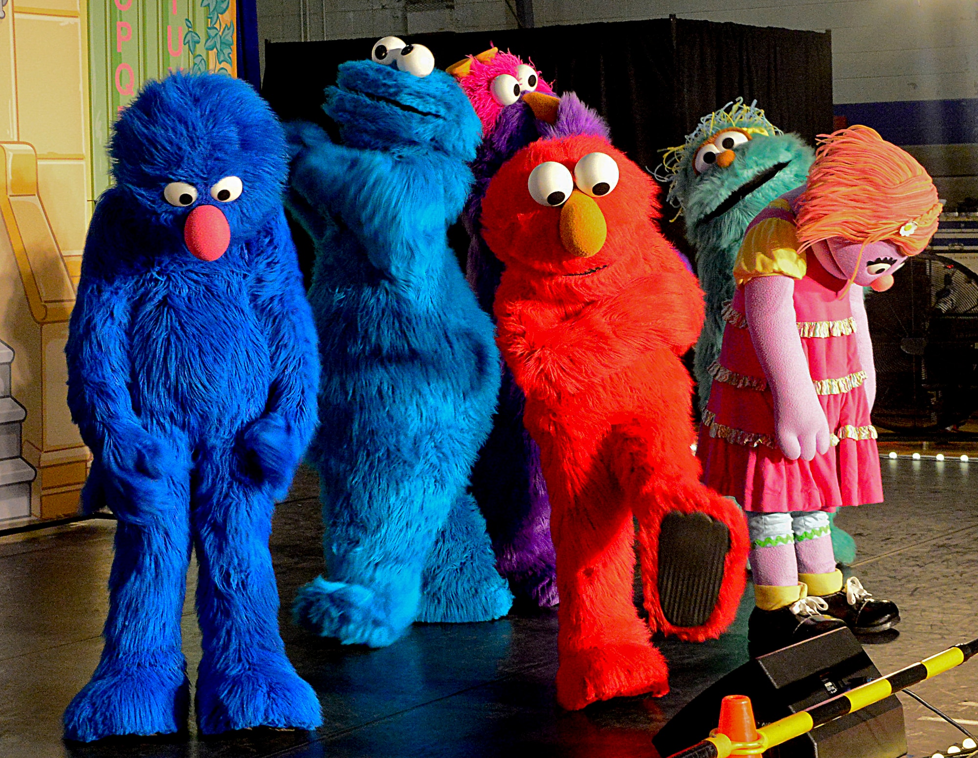 Muppets act during the United Service Organization Sesame Street performance on Osan Air Base, Republic of Korea, Oct. 15, 2015. The USO has teamed with Sesame Street since 2008 to perform a variety of shows at military bases around the world. (U.S. Air Force photo/Senior Airman Kristin High)