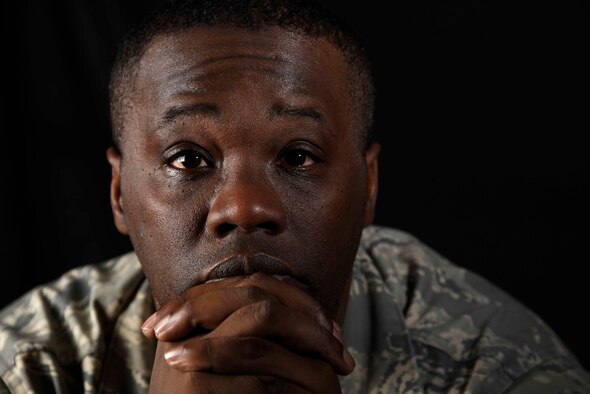 U.S. Air Force Master Sgt. Wendell Barnes, 35th Aircraft Maintenance Squadron commander support staff superintendent, poses for a picture at Misawa Air Base, Japan, Oct. 14, 2015. Barnes' great niece was admitted to the hospital for head pain over a period of 10 days. He trusted in his spirituality to get him and his family through their trying time. (U.S. Air Force photo by Airman 1st Class Jordyn Fetter/Released) 
