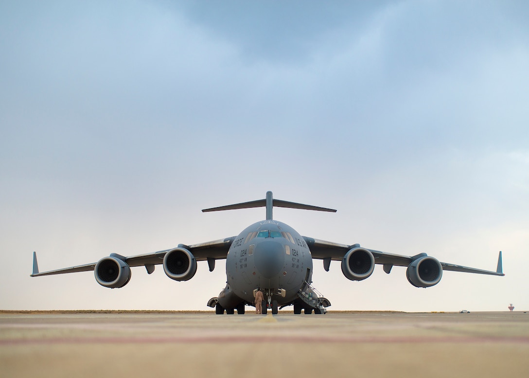 A U.S. Air Force C-17 at the airport in Irbil, Iraq, Oct. 20, 2015. DoD photo by D. Myles Cullen