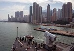 HONG KONG (Oct. 13, 2015) The amphibious dock landing ship USS Germantown (LSD 42) transits into Hong Kong. Germantown is in the region as part of its scheduled, forward-deployed fall patrol. 