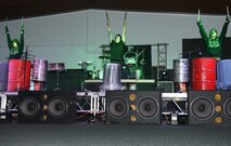 The punk rock percussion band Street Drum Corps performs for service members and their families Oct. 20, 2015, at Andersen Air Force Base, Guam. The free event was hosted by Navy Entertainment and drew a crowd of 150 people. (U.S. Air Force photo by Airman 1st Class Arielle Vasquez/Released)