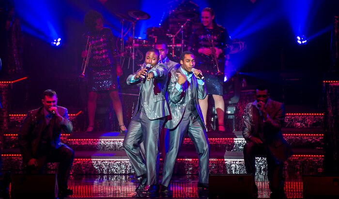 Air Force Tops in Blue performed a free concert the military and civilian community Oct. 20, 2015, at the North Charleston Performing Arts Center in North Charleston, S.C. Tops in Blue is an all active-duty Air Force Expeditionary Entertainment Unit composed of 35 to 40 of the most talented vocalists, musicians, dancers and technicians anywhere. The primary purpose of Tops in Blue is to entertain military personnel and their families around the world, raise morale and educate and inspire audiences on topics such as resiliency and social issues through musical performances. (U.S. Air Force photo/Airman 1st Class Clayton Cupit)