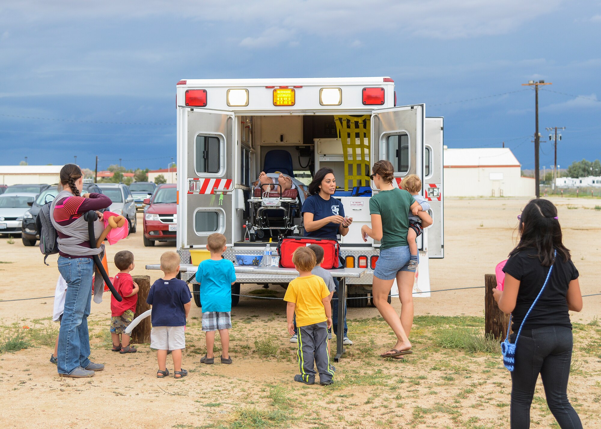 The Family Fall Festival gave children a chance to go inside an ambulance to see up close what paramedics do on the job. While on display, the vehicle was equipped with a fake patient. (U.S. Air Force photo by Rebecca Amber)