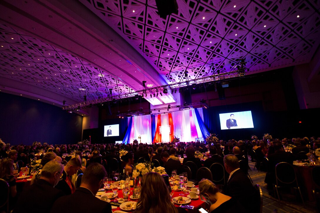 The 2015 USO Gala was held at the Walter E. Washington Convention Center in Washington, Oct. 20, 2015. The USO and an estimated 1,000 guests gathered to recognize the soldier, sailor, airman, Marine, Coast Guardsman, and National Guardsman of the year. U.S. Marine Corps photo by Sgt. Gabriela Garcia