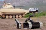 One day, unmanned vehicles, similar to but larger than this small unmanned ground vehicle, may roll onto battlefields to rescue downed Soldiers, said Maj. Gen. Steve Jones, commander of the Army Medical Department Center and School at Fort Sam Houston and chief of the Medical Corps.