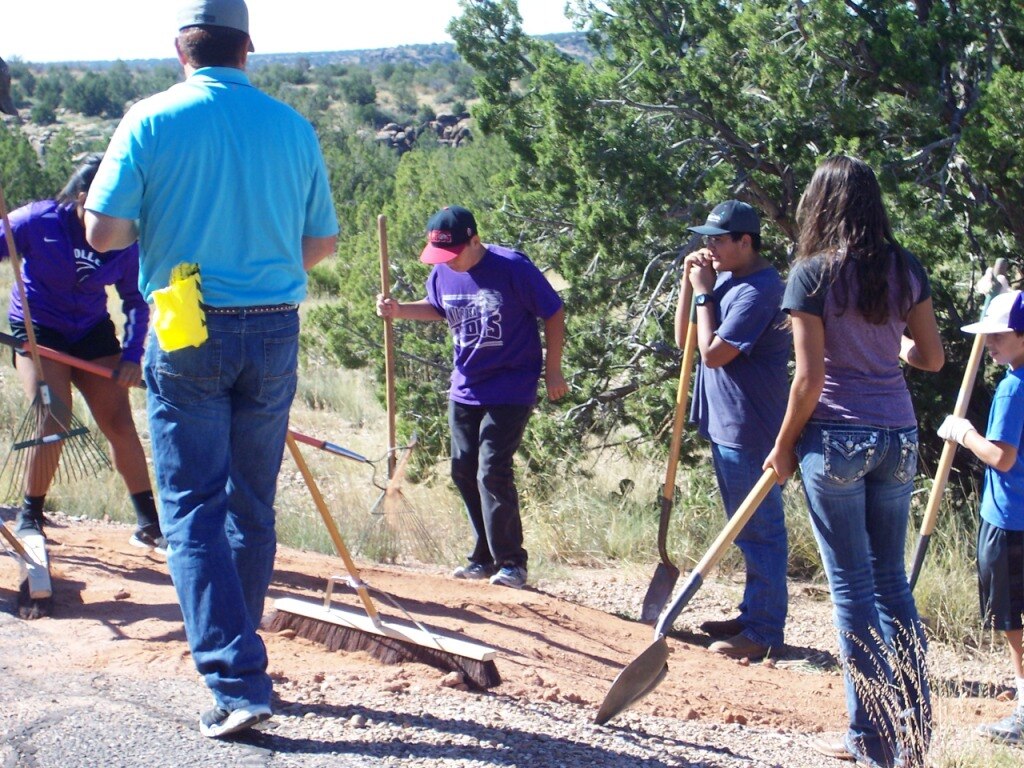 SANTA ROSA LAKE, N.M. – Volunteers work on trail clean up at the lake Sept. 26, 2015.  
