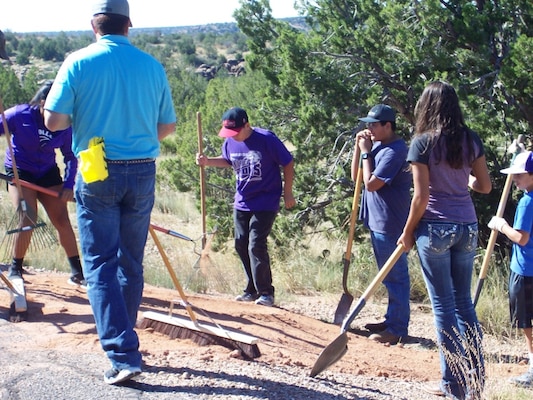 SANTA ROSA LAKE, N.M. – Volunteers work on trail clean up at the lake Sept. 26, 2015.  
