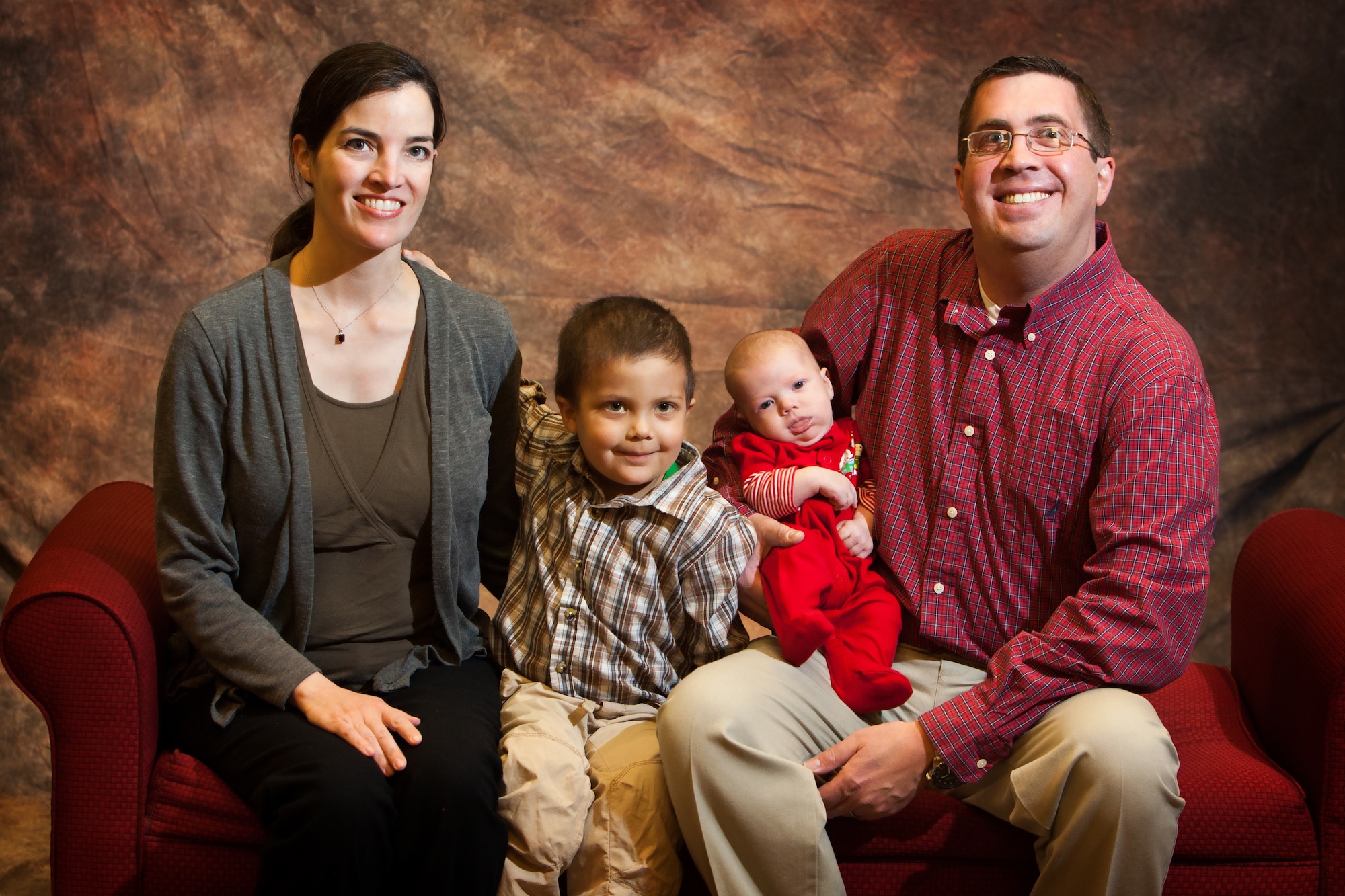 Tech. Sgt. Thomas Echelmeyer, 21st Aerospace Medicine Squadron bioenvironmental engineering NCO in charge, and his wife found out their son, Tom Tom (middle left) had leukemia in July 2013 when stationed at Royal Air Force Alconbury. The support their family received from fellow Airmen and people they didn't even know lifted their spirits and helped them through a tough time. (courtesy photo)