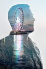 Master Sgt. Jermey Lawley, 11th Wing Equal Opportunity superintendent, and a Ferris wheel at the National Harbor, Md., in a double exposure photograph to represent the social fitness pillar of Comprehensive Airmen Fitness. (U.S. Air Force graphic by Airman 1st Class Philip Bryant/Released)