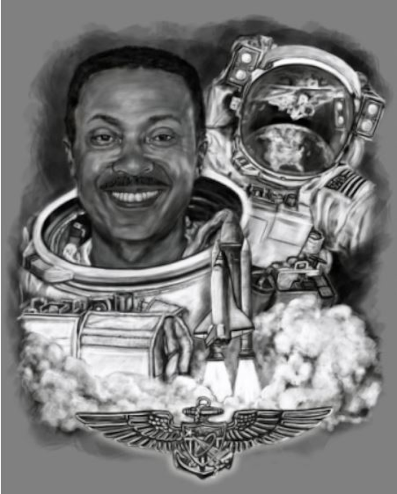 African American Firsts in U.S. Naval History Illustration of Capt. Winston E. Scott First African American Naval Astronaut in U.S. Navy History (Defense Media Activity/Willie Kendrick)