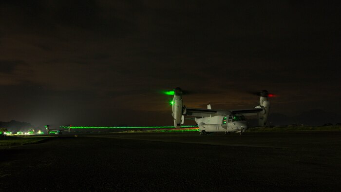 Philippine and U.S. reconnaissance  Marines make their way into an MV-22B Osprey tiltrotor aircraft to conduct jump training Oct. 6, 2015, as part of Amphibious Landing Exercise 2015 at Basa Air Base, Philippines. PHIBLEX is an annual, bilateral training exercise conducted by members of the Armed Forces of the Philippines alongside U.S. Marine and Navy forces. It focuses on strengthening the partnership and relationships between the two nations across a range of military operations, including disaster relief and complex expeditionary operations. 