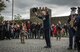 Lt. Col. Michael Mench, the U.S. Air Forces in Europe Band commander, thanks the audience during a marching band performance in Kvareli, Georgia, Oct. 18, 2015. From Oct. 15-19, 33 bandsmen from the U.S. Air Forces in Europe Band traveled to the Republic of Georgia for several events including performing in the inaugural International Military Bands Festival in Tbilisi. This is the first time in nearly 10 years that the USAFE Band has traveled to conduct a mission in the Republic of Georgia. Georgia and the U.S. are proven military partners and engagements like these help to further strengthen the bonds between the two nations. (U.S. Air Force photo/Tech. Sgt. Ryan Crane)