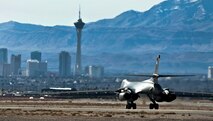 A U.S. Air Force B-1B Lancer taxis out before a training mission over the Nevada Test and Training Range during Red Flag 12-2 Jan. 24, 2011, at Nellis Air Force Base, Nev. Red Flag is a realistic combat training exercise involving the air forces of the United States and its allies. The exercise is hosted north of Las Vegas on the NTTR. (U.S. Air Force photo by Senior Airman Brett Clashman)
