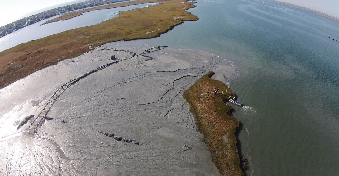 The U.S. Army Corps of Engineers' Philadelphia District and its contractor Barnegat Bay Dredging Company conduct dredging operations and marsh restoration at Mordecai Island, NJ in October of 2015. USACE is dredging critical shoals from the New Jersey Intracoastal Waterway and using the material to restore a portion of Mordecai Island marshland. The island serves two important functions within Barnegat Bay: it provides habitat for wildlife and augments overall coastal resiliency for the backbay communities of Long Beach Island