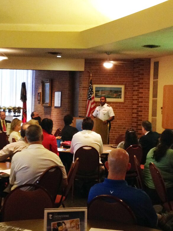 Col. Anthony Mitchell, St. Louis District commander gives an overview of the St. Louis District at the 2015 St. Louis Small Business Symposium. 